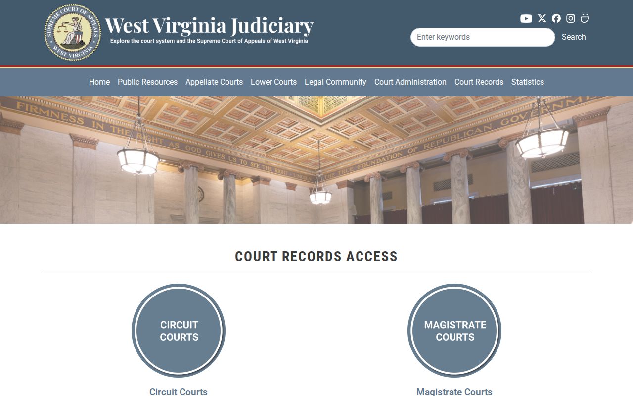 West Virginia circuit and magistrate court record access page for checking related foreclosure case activity