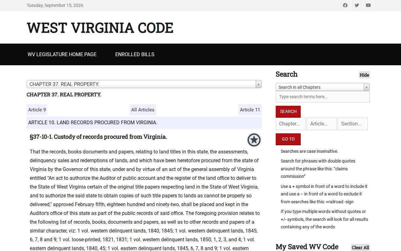 West Virginia statutory table listing Roane County land books from 1856 to 1861