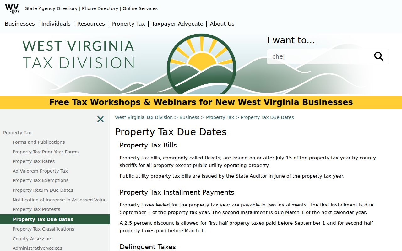 West Virginia property tax due dates relevant to Roane County tax records